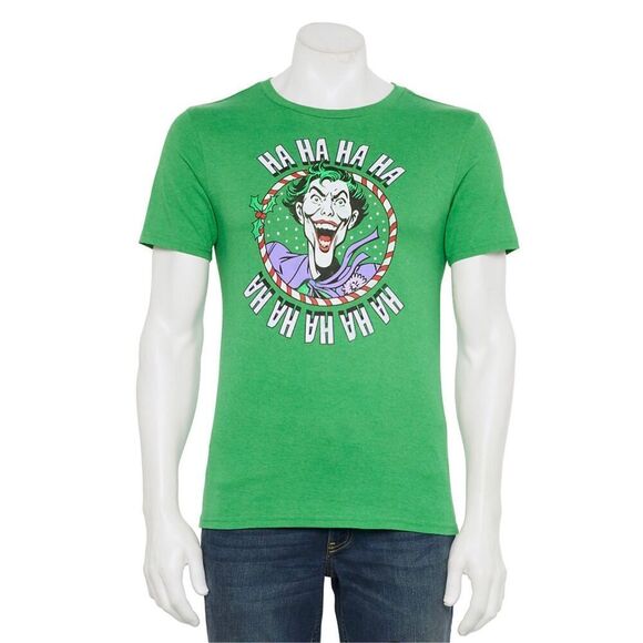 NWT Joker Christmas T-shirt Ha Ha Ha Ha Licensed Character Holiday Tee Batman - Picture 1 of 6